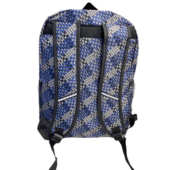 NEW 17” Blue Gray BACKPACK Zip Storage Mesh Side Pockets Boys Girls Travel Camp - Picture 2 of 5